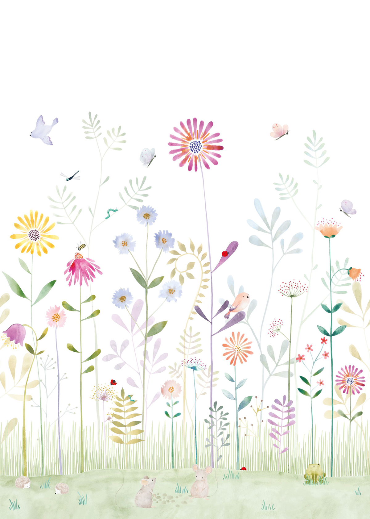 Papier peint panoramique Jardin Fleuri Grenouille M 200x280 - Once Upon A Time de Casadéco | Réf. OUAT88297403