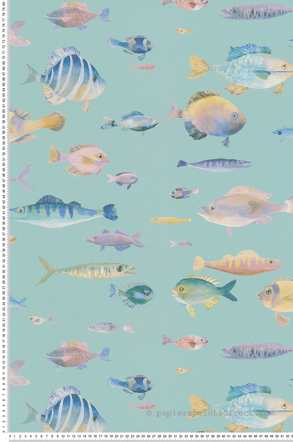 Papier peint Poisson Aquarelle turquoise - Pintwalls 2 d'A.S. Création | Réf. AS-396963