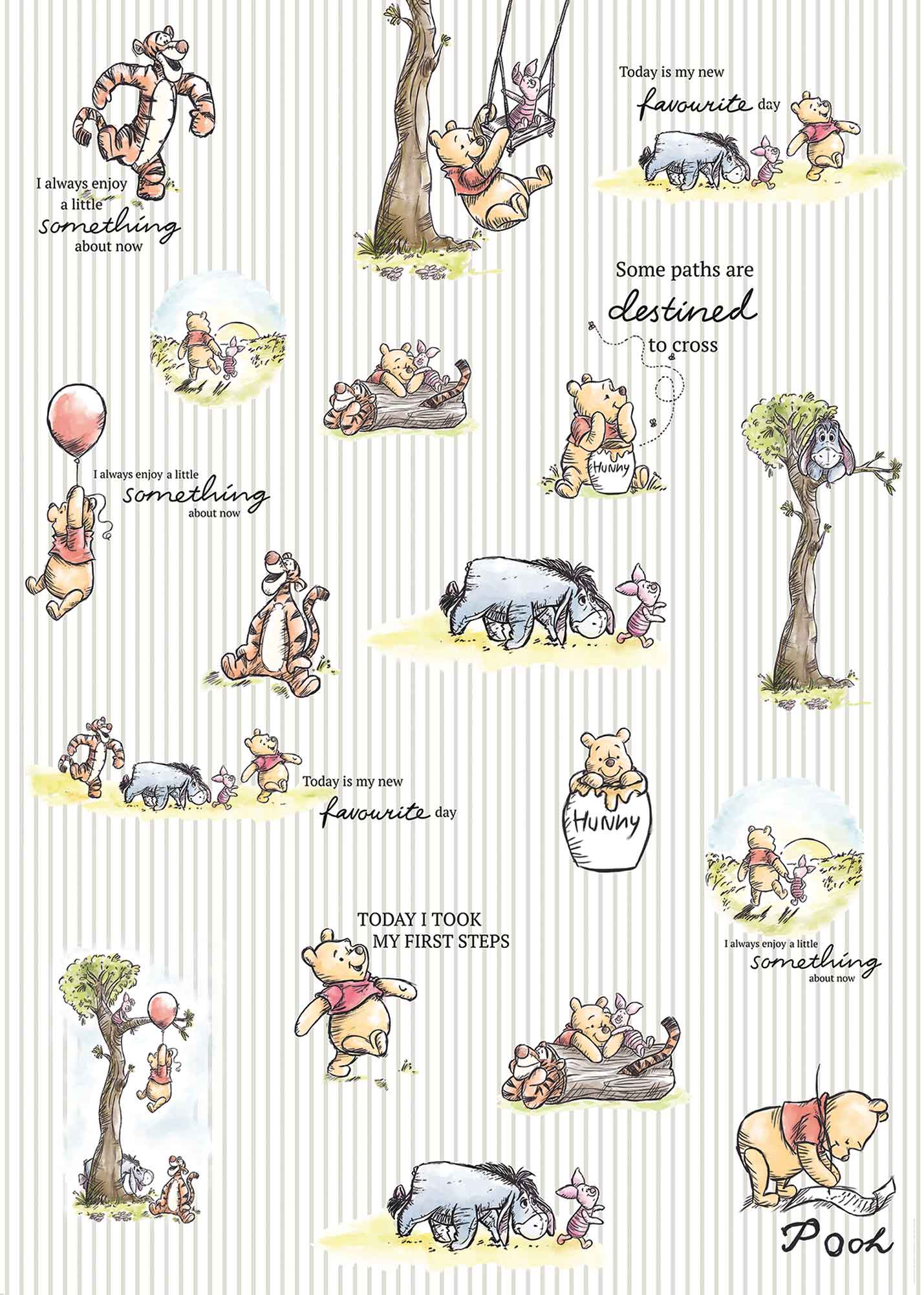 Papier peint enfant Disney Winnie Pooh Stripes - Papier peint panoramique Komar