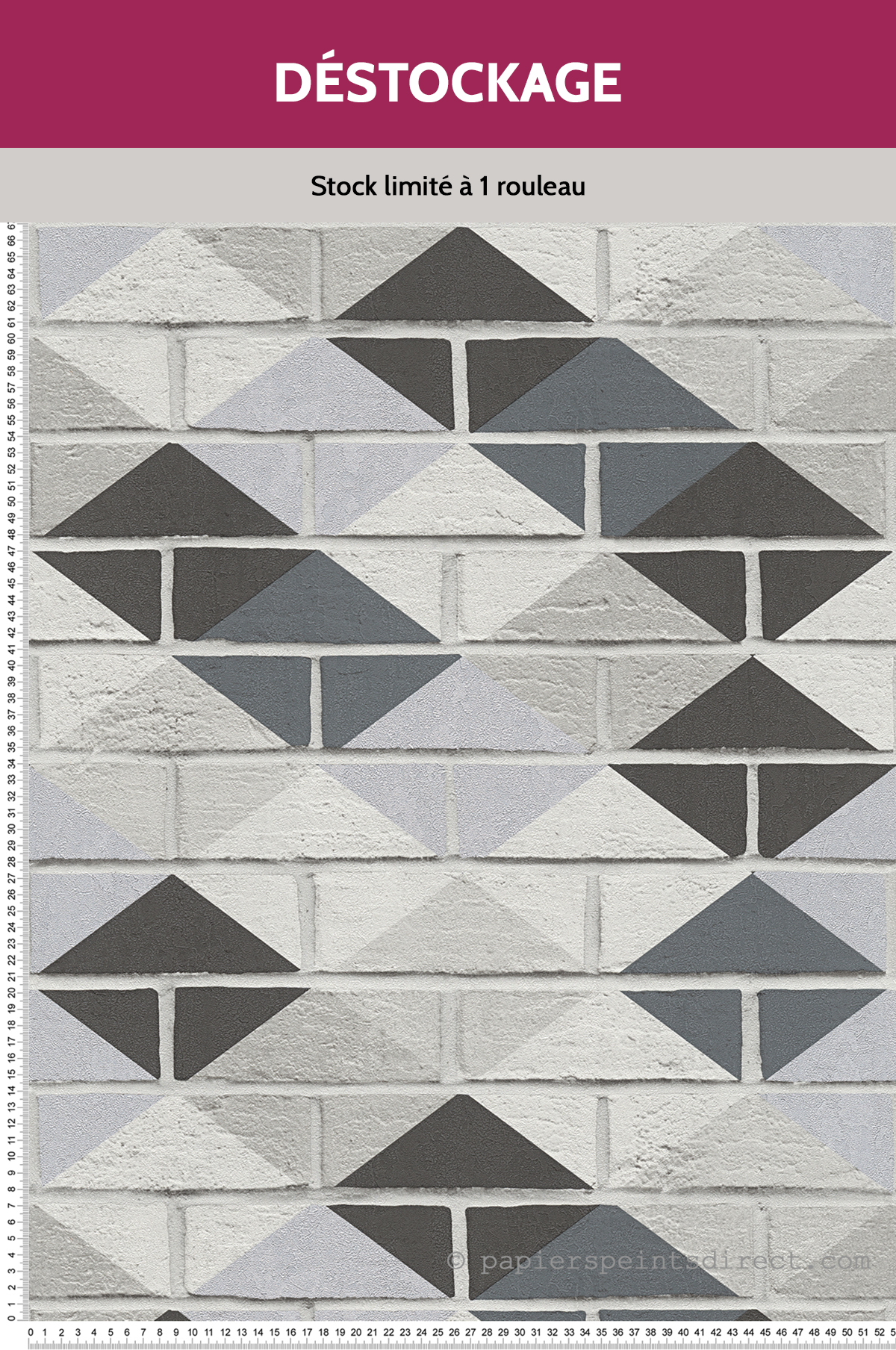 Papier Peint Destockage - Briques géométriques gris