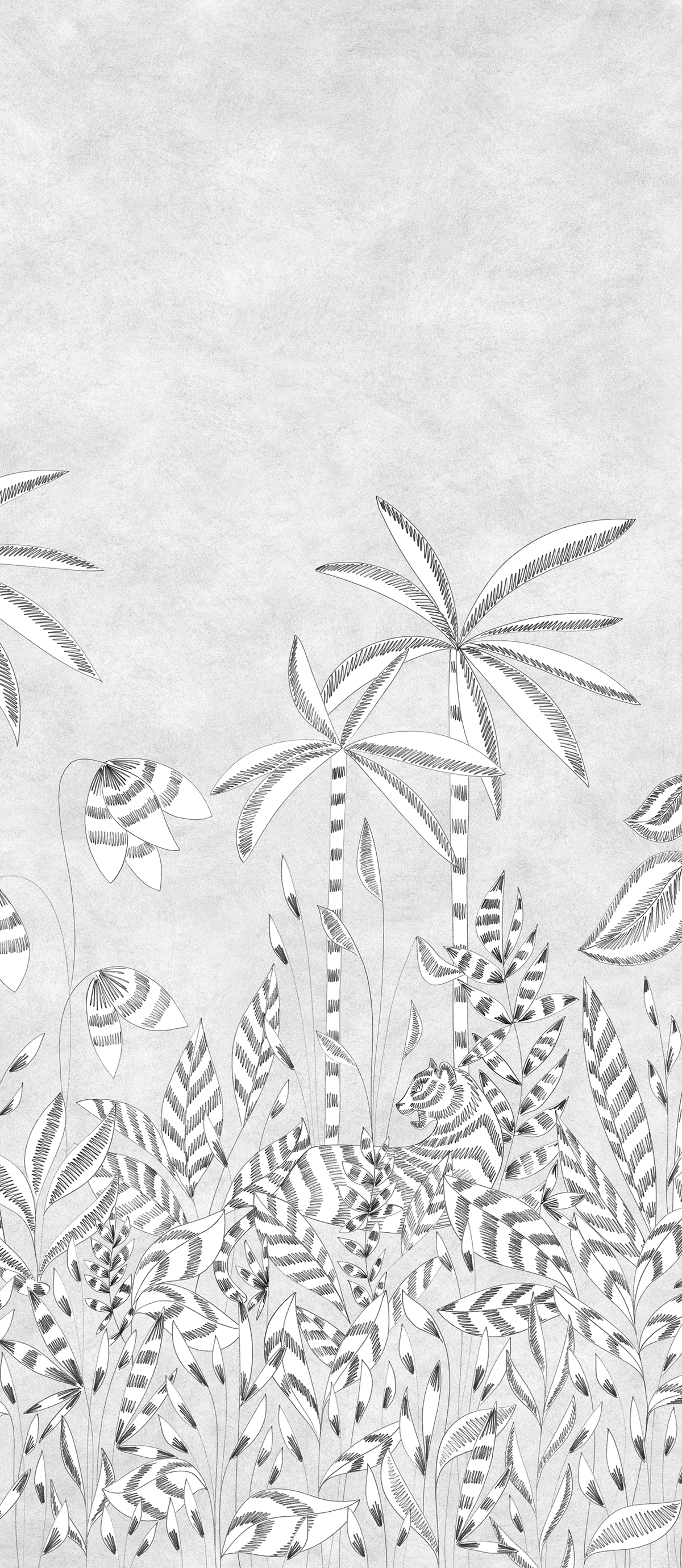 Papier peint panoramique Paradis des Tigres Grisaille B - 4/5/6 - Isidore Leroy