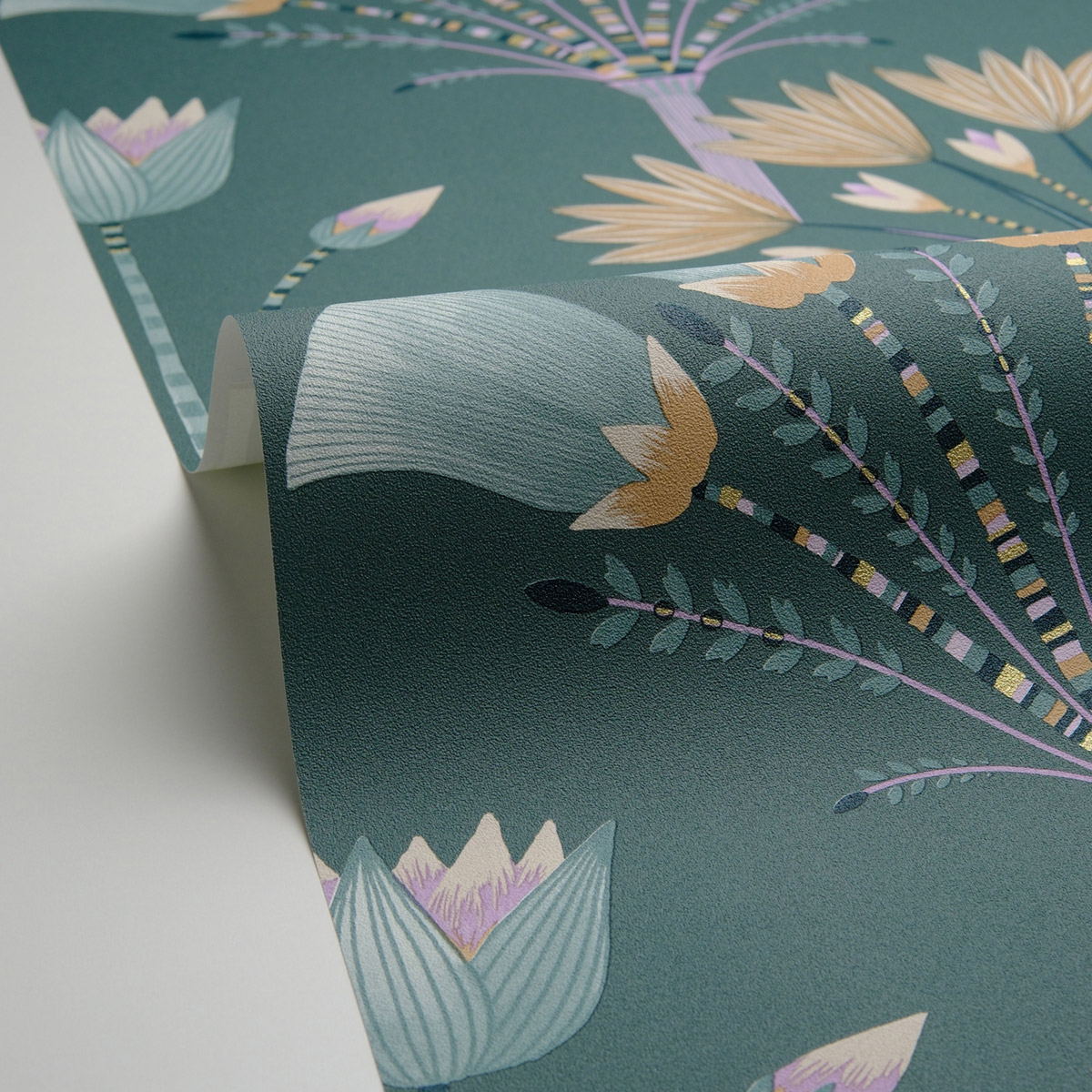 Papier peint Fleur Design Majestic vert émeraude doré - Elégance de Casélio AMB3| Réf. ELC105277120