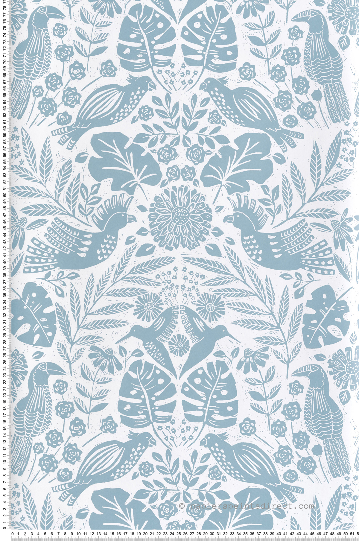 Papier peint Nature Gravure Tropical bleu - Harmony de Lutèce | Réf. LTC-FD27000