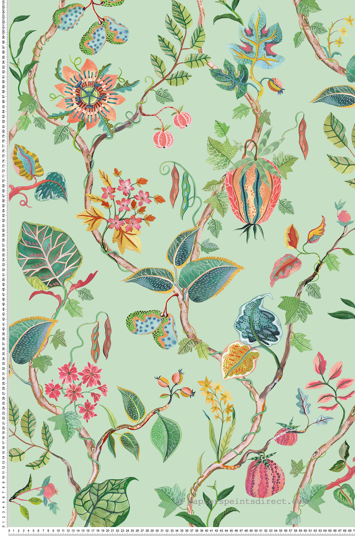 Papier peint Fruit Fleur Mythica menthe - Rhapsody d'Osborne & Little | Réf. OSB-W7816-03