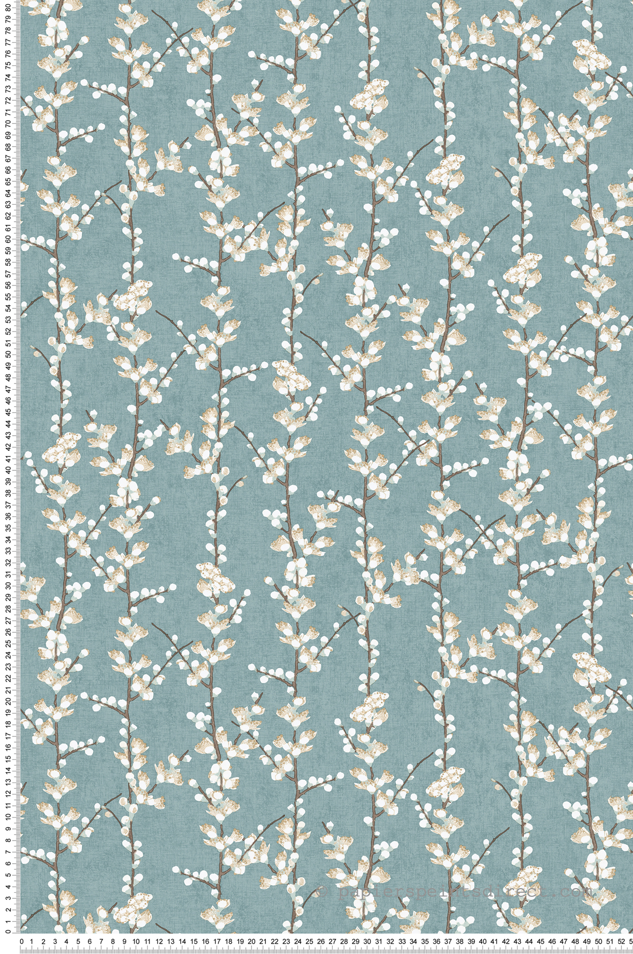 Papier peint Fleur Sakura Rectiligne bleu - Romance de Lutèce | Réf. LTC-19041