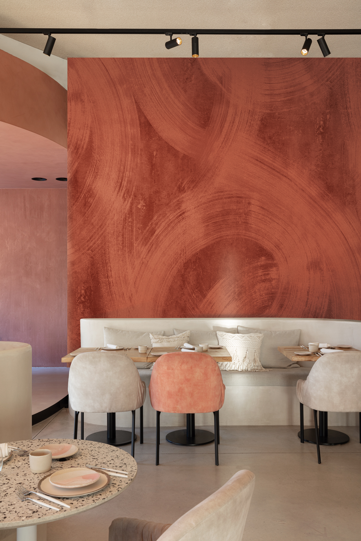 Papier peint panoramique Cercles Contemporain Charly terracotta - B H260 - Wall Designs IV de Masureel | Réf. MAS-DG4CHA1032-260