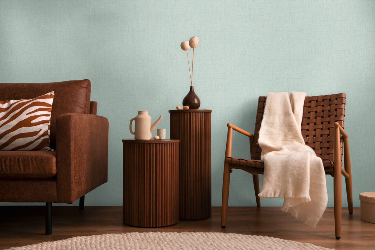 Papier peint Uni Tissage Métallisé vert d'eau doré - Cosmoliving d'A.S. Création AMB3 | Réf. AS-790672