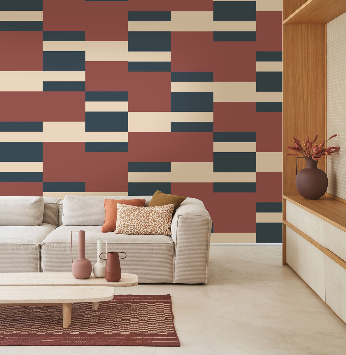 Papier peint Géométrie Mix bordeaux - Color Game de Casadéco | Réf. GAME200668888