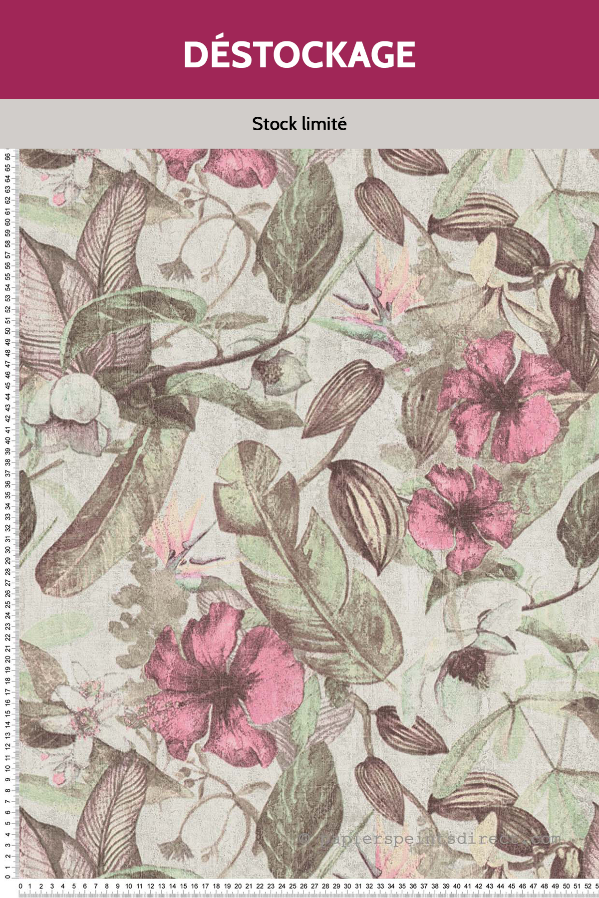 Papier peint Destockage - Jungle Tropicalis vert/rose - Greenery d'AS Création
