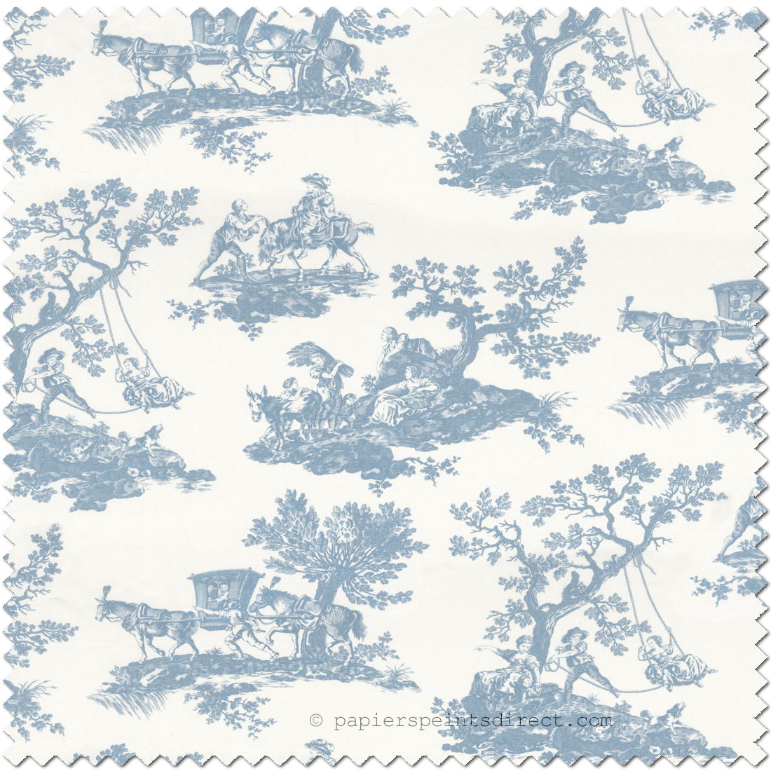Tissu Classique Cadence bleu porcelaine - Les Belles Toiles de Jouy 2 de Casadéco | Ref. BTJD201776389