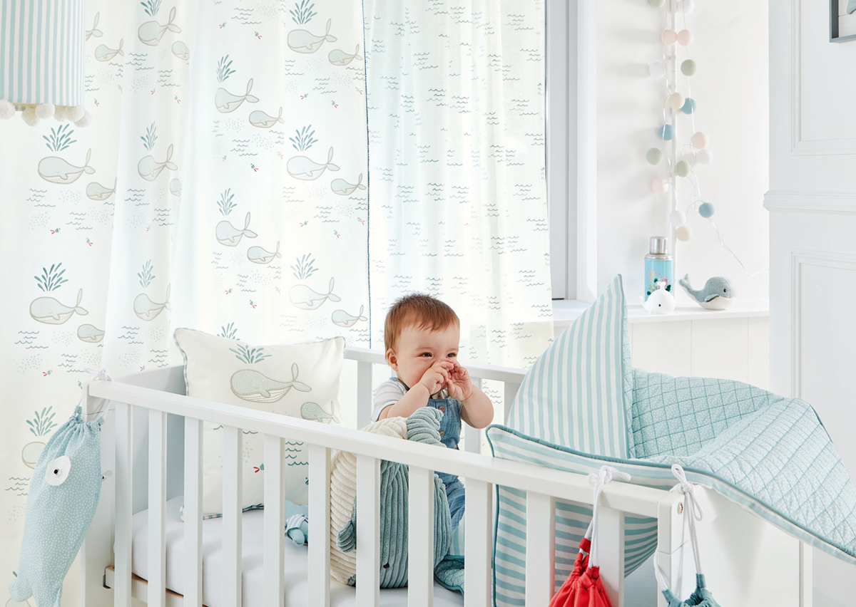 Tissu Marin Tom & Léo bleu - Rose et Nino de Camengo | Réf. CAM-45330150