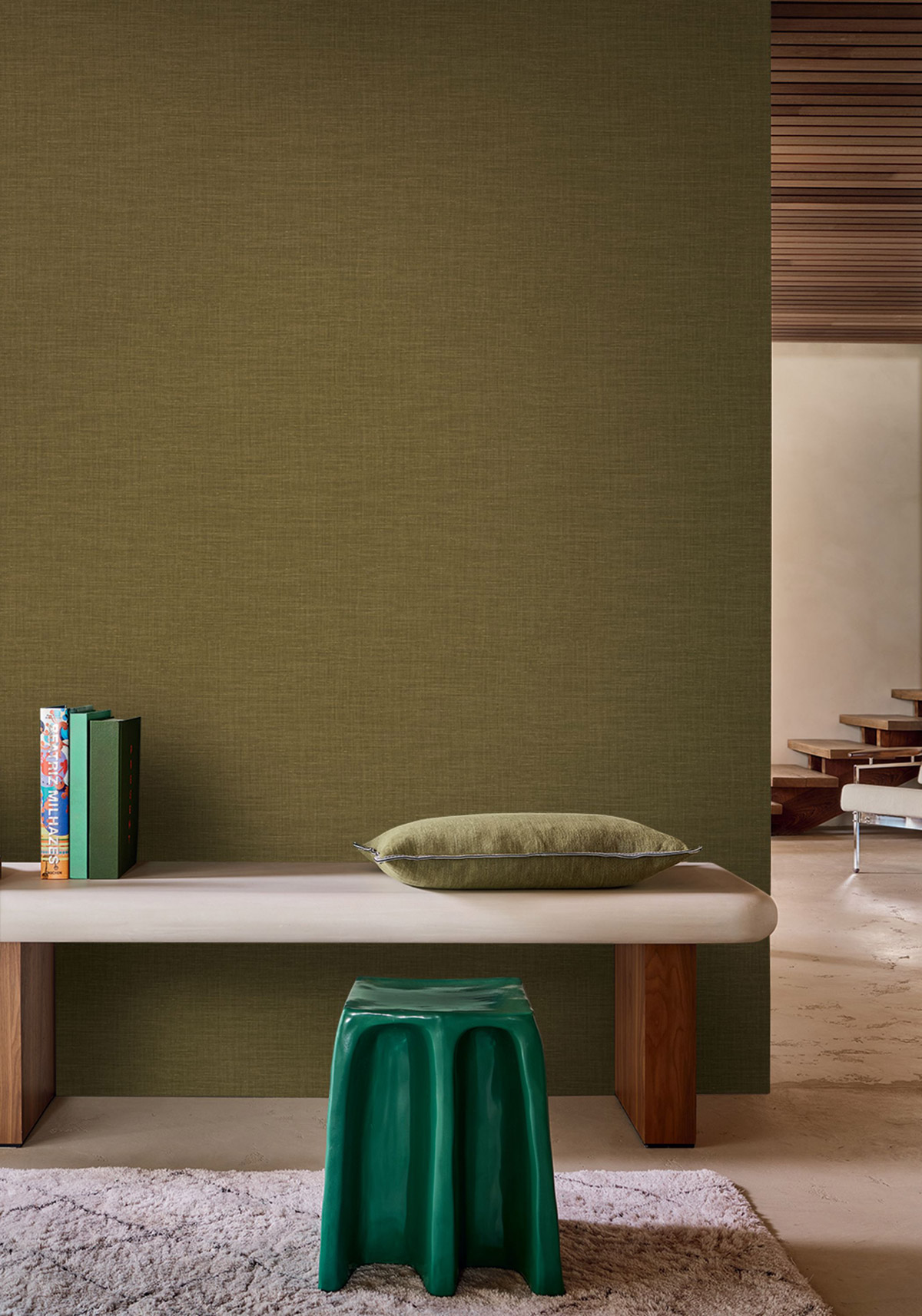 Papier peint Lin Shinok vert matcha - Le Lin 3 de Casamance | Réf. CAS-F73810807