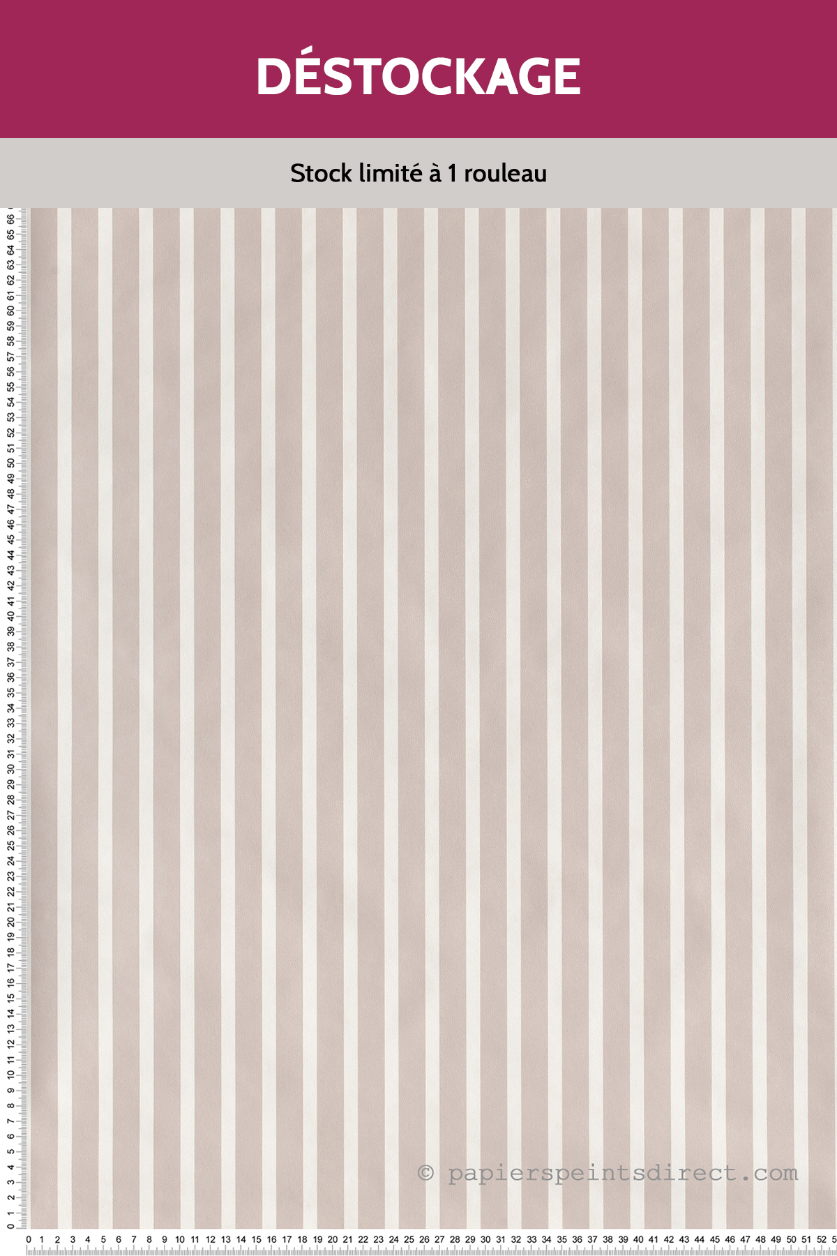 Papier peint Destockage - Rayure Marinière Argent Blanc - Jeux de Rayures 2