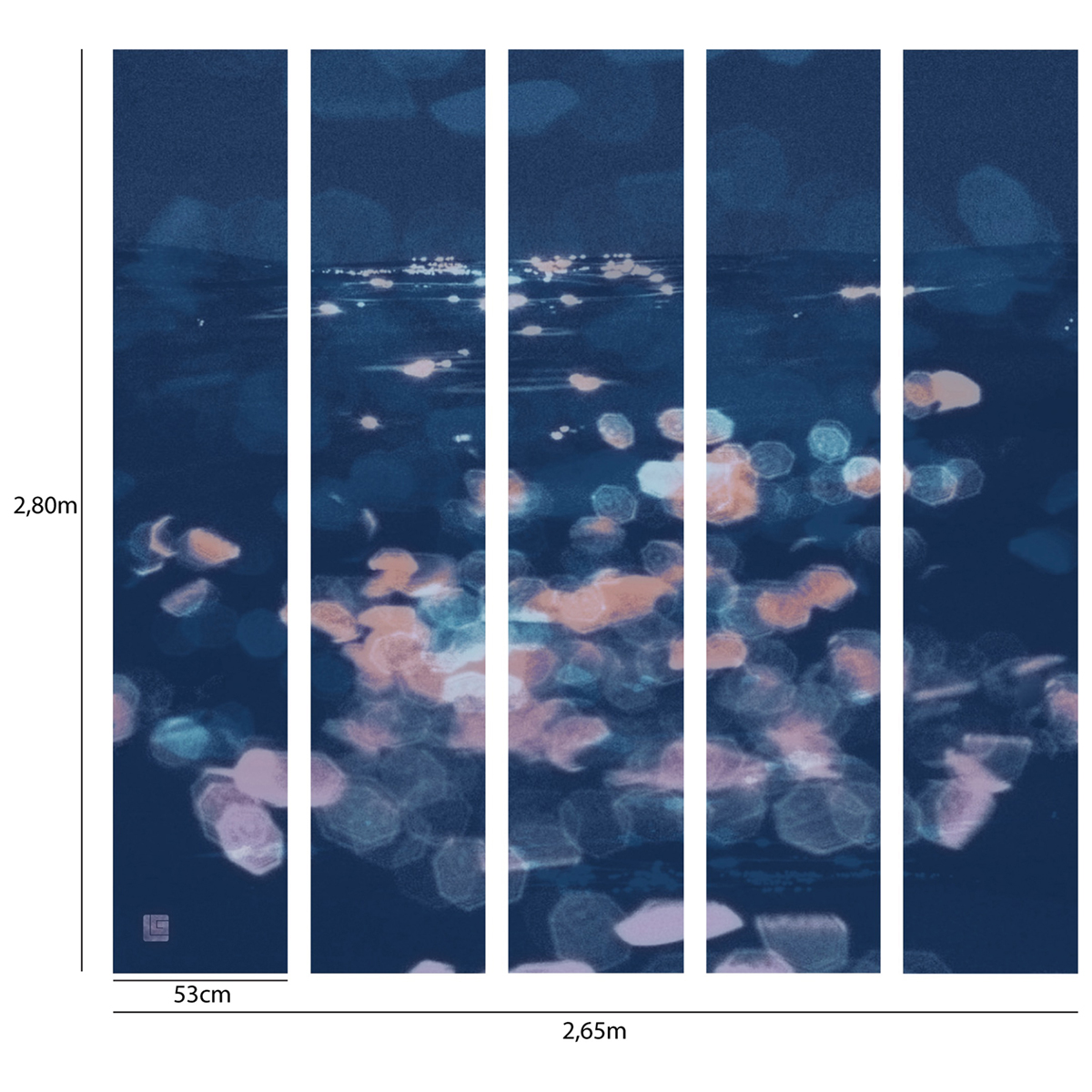 Papier peint panoramique Eau Nymphéas violine - Guy Laroche de Lutèce AMB2 | Réf. LTC-51247211
