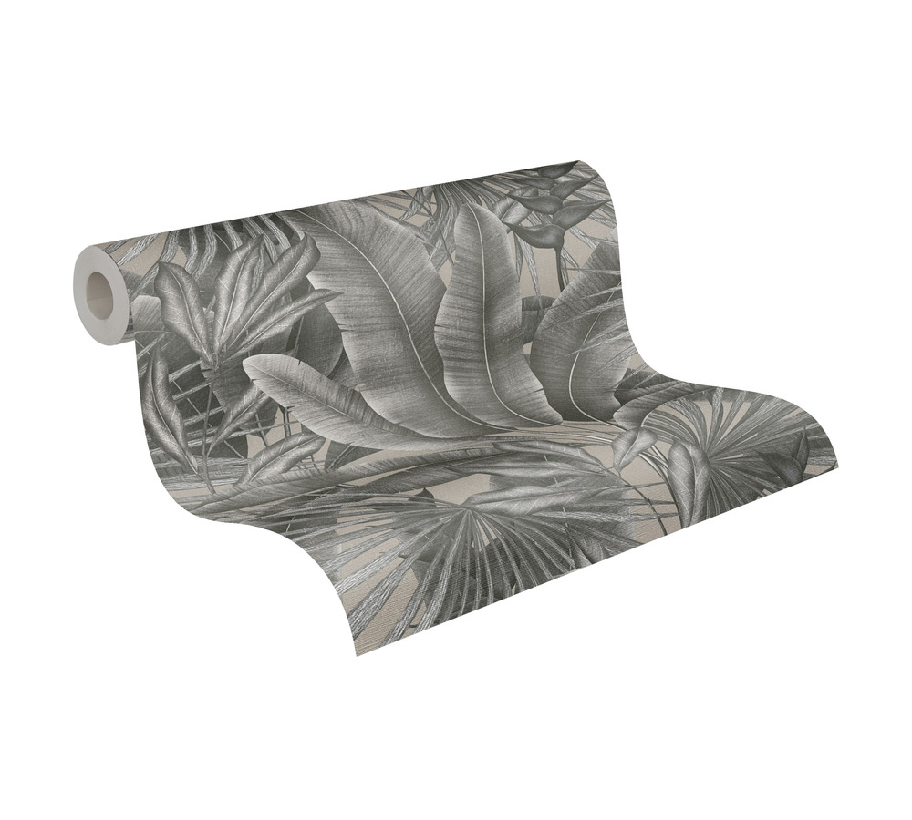 Papier peint Feuillage Jungle Amazonienne gris taupe - Stories of Life d'A.S. Création AMB4 | Réf. AS-396473