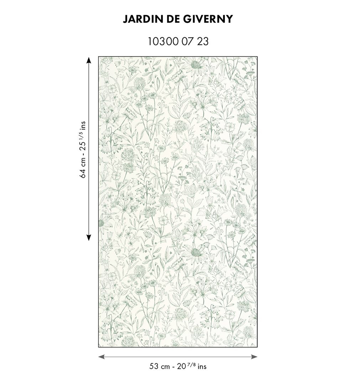 Papier peint Fleur Jardin de Giverny vert - Art of Botany de Casélio AMBR | Réf. AOB103000723