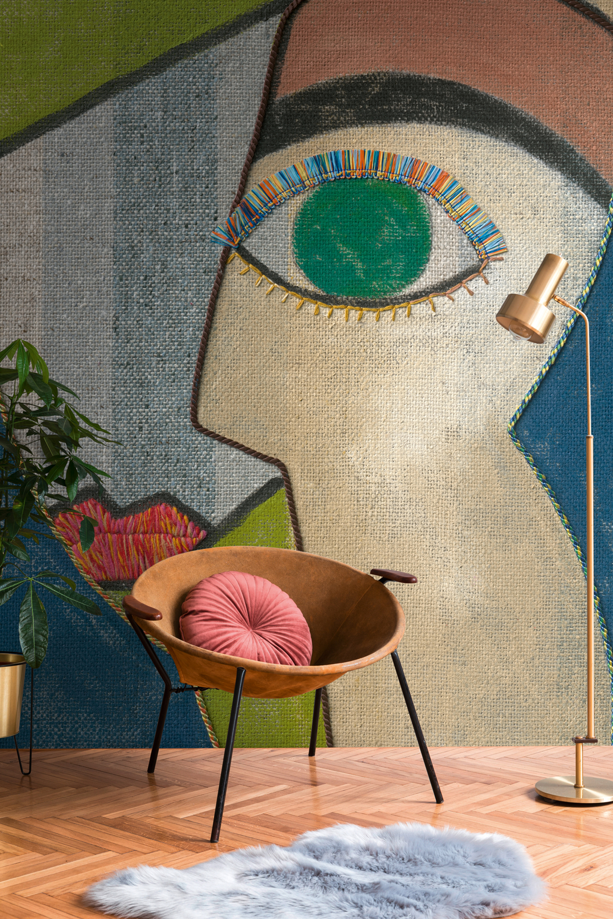 Papier peint panoramique Visage Laine Patchwork - The Wall 3 d'A.S. Création | Réf. AS-398901