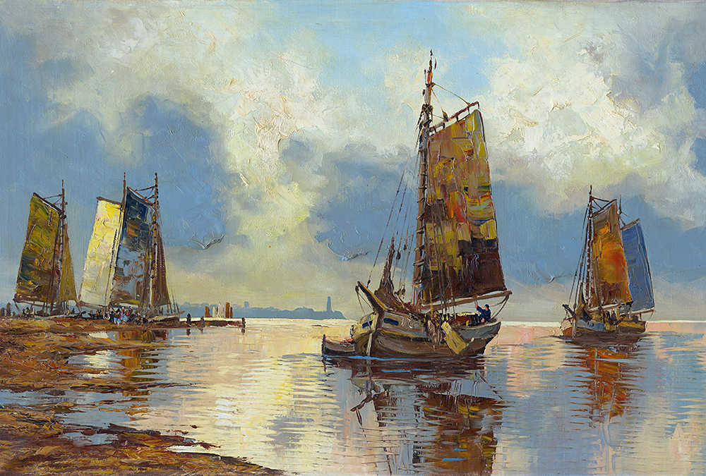 Papier peint panoramique Navires peints à l'huile - Référence APD-471-531-400x270 - Intissé 200g/m2 - Standard 400 x 270