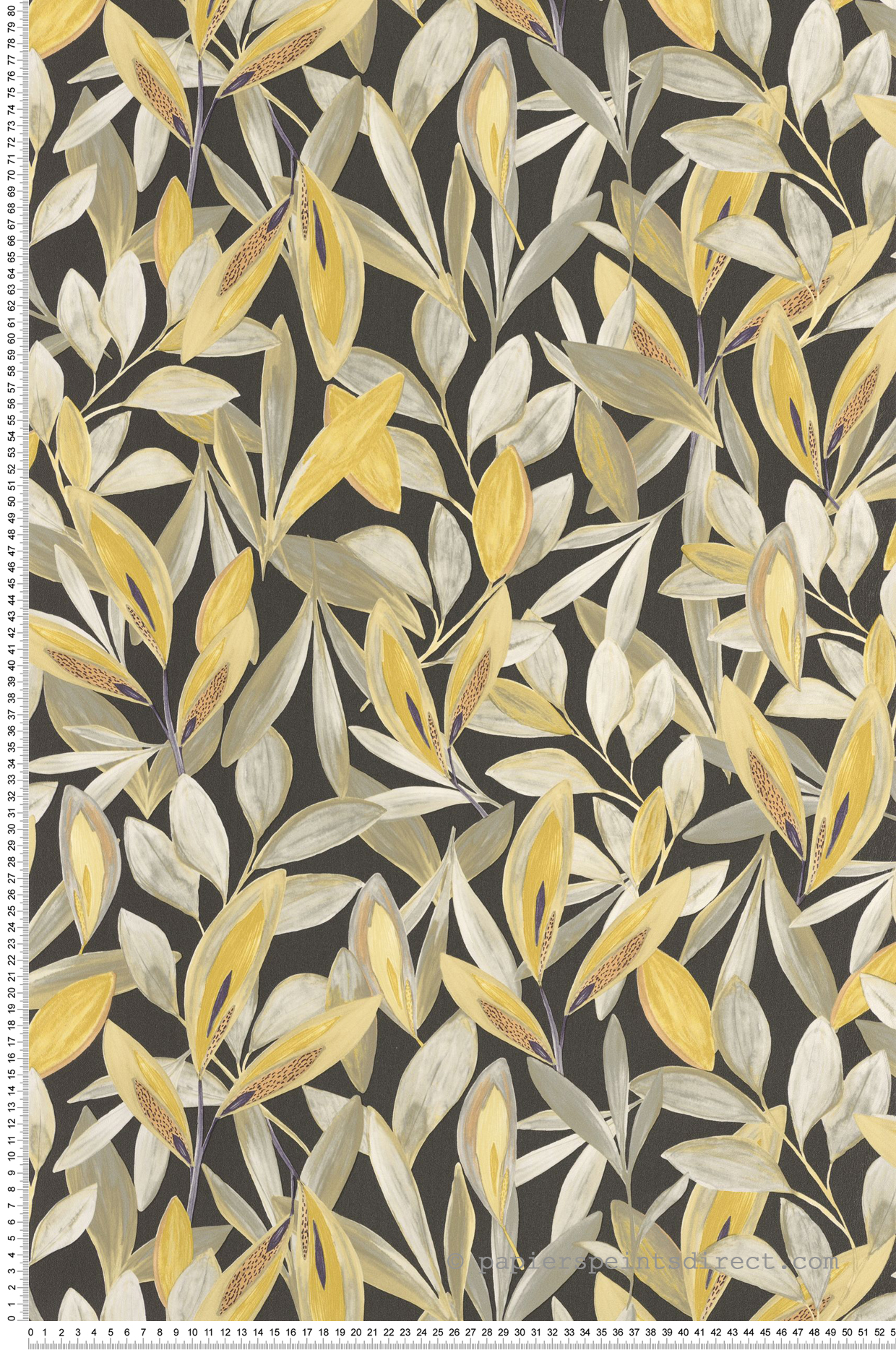 Papier peint Feuillage Jungle Hojas gris kaki noir - Nicaragua de Casadéco | Réf. NICA85971530