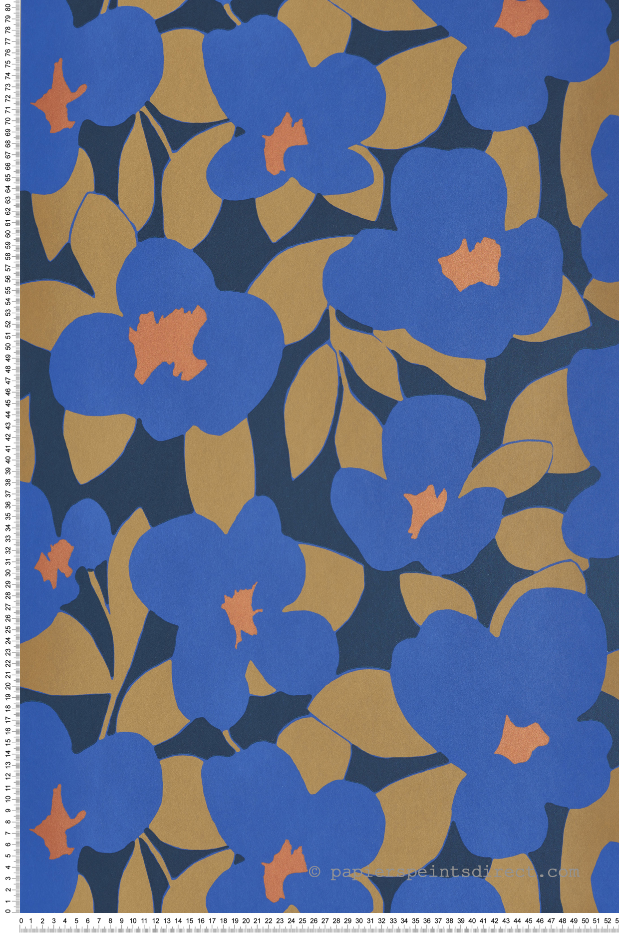 Papier peint 70s Flower Power bleu indigo - Iconic de Casadéco | Réf. CONI88396404