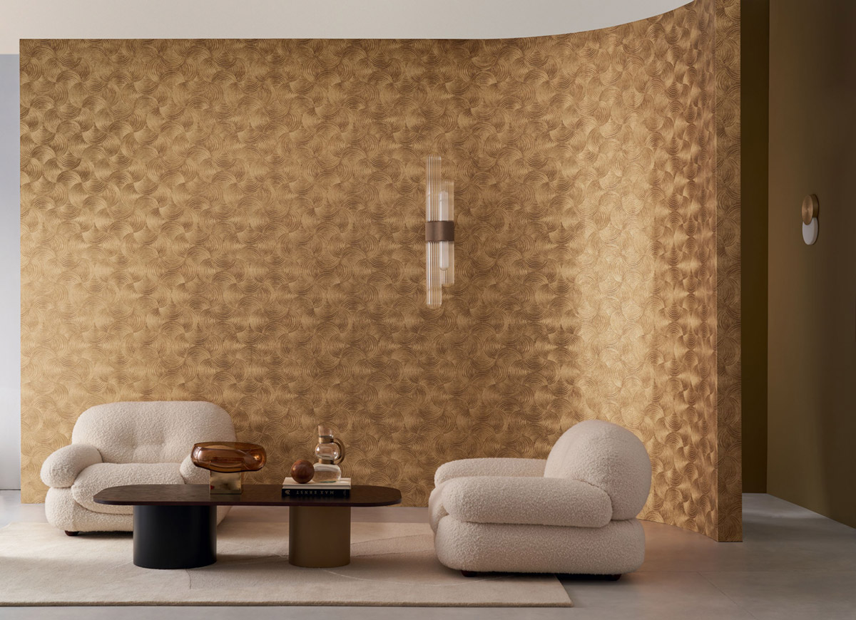 Papier peint Éventail Art Déco Aphélie doré - Magnitude de Casamance AMB2 | Réf. CAS-76620406