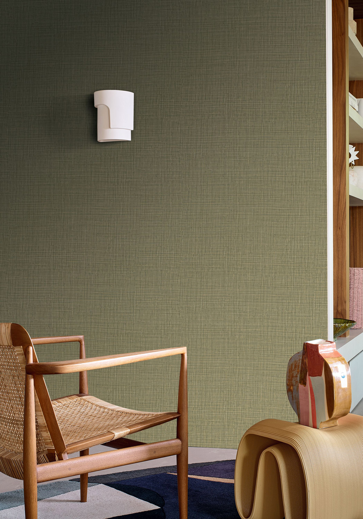 Papier peint Uni Tissé Sierra kaki - Palmadora de Casamance | Réf. CAS-76703364