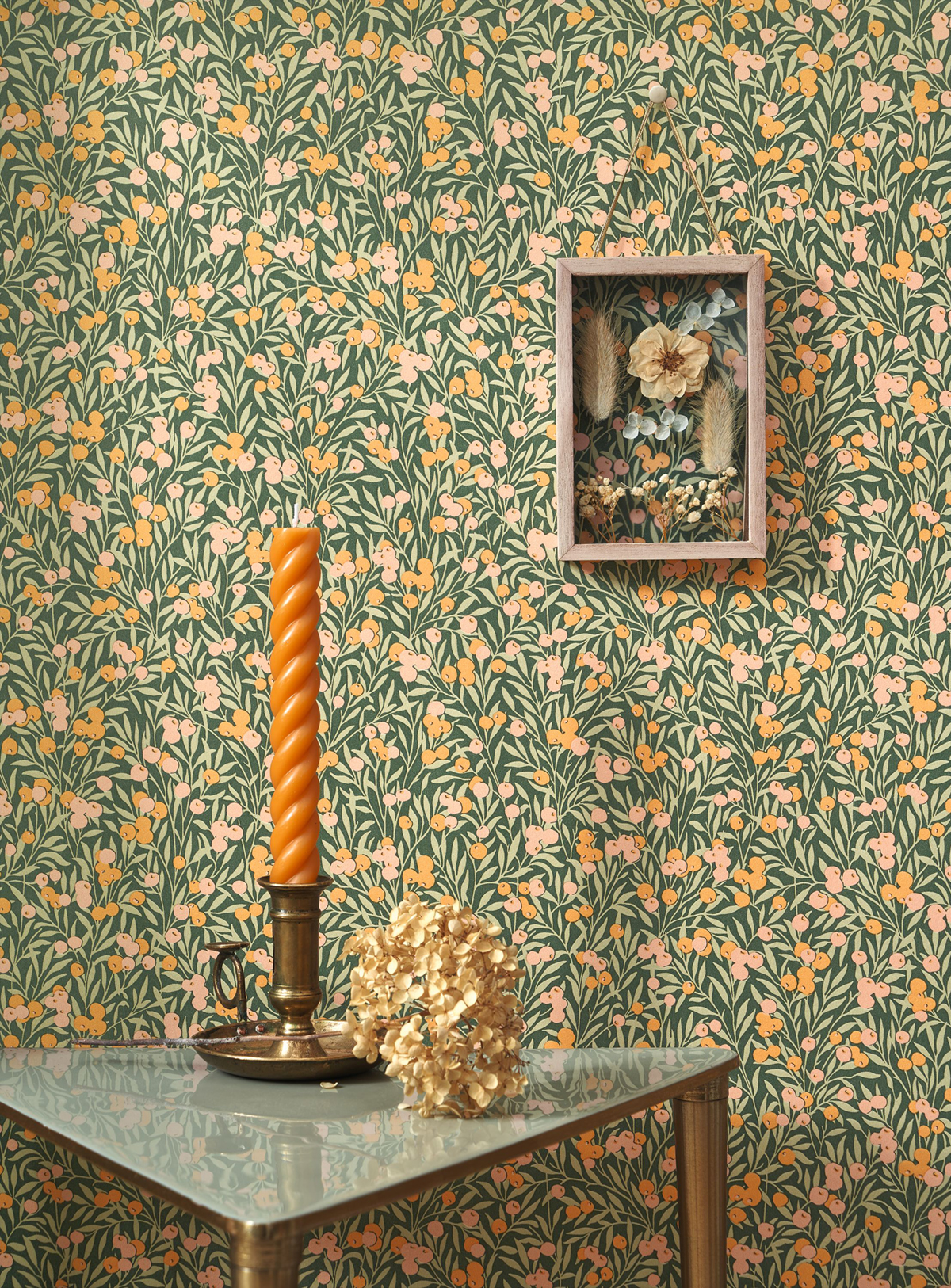 Papier peint Feuillage Cherry vert nude - Flower Market de Casadéco AMB2 | Réf. FLOM89227417