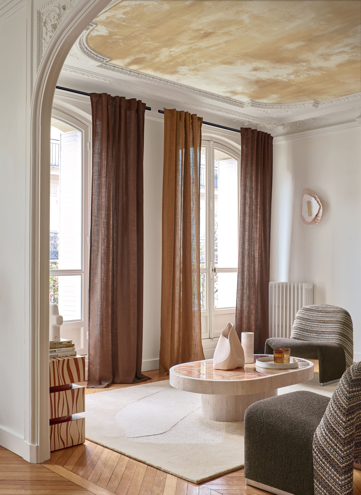 Papier peint panoramique Ciel Heure Dorée ivoire doré - Panoramas 4 de Casamance | Réf. CAS-76751018