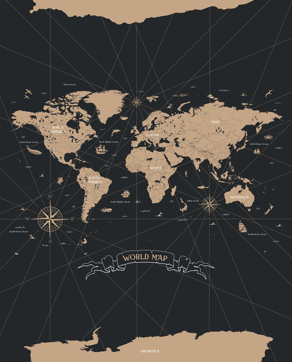 Papier peint Panoramique Carte Travel Is My Therapy noir 200x310 - Young & Free de Casélio | Réf. YNF103419202