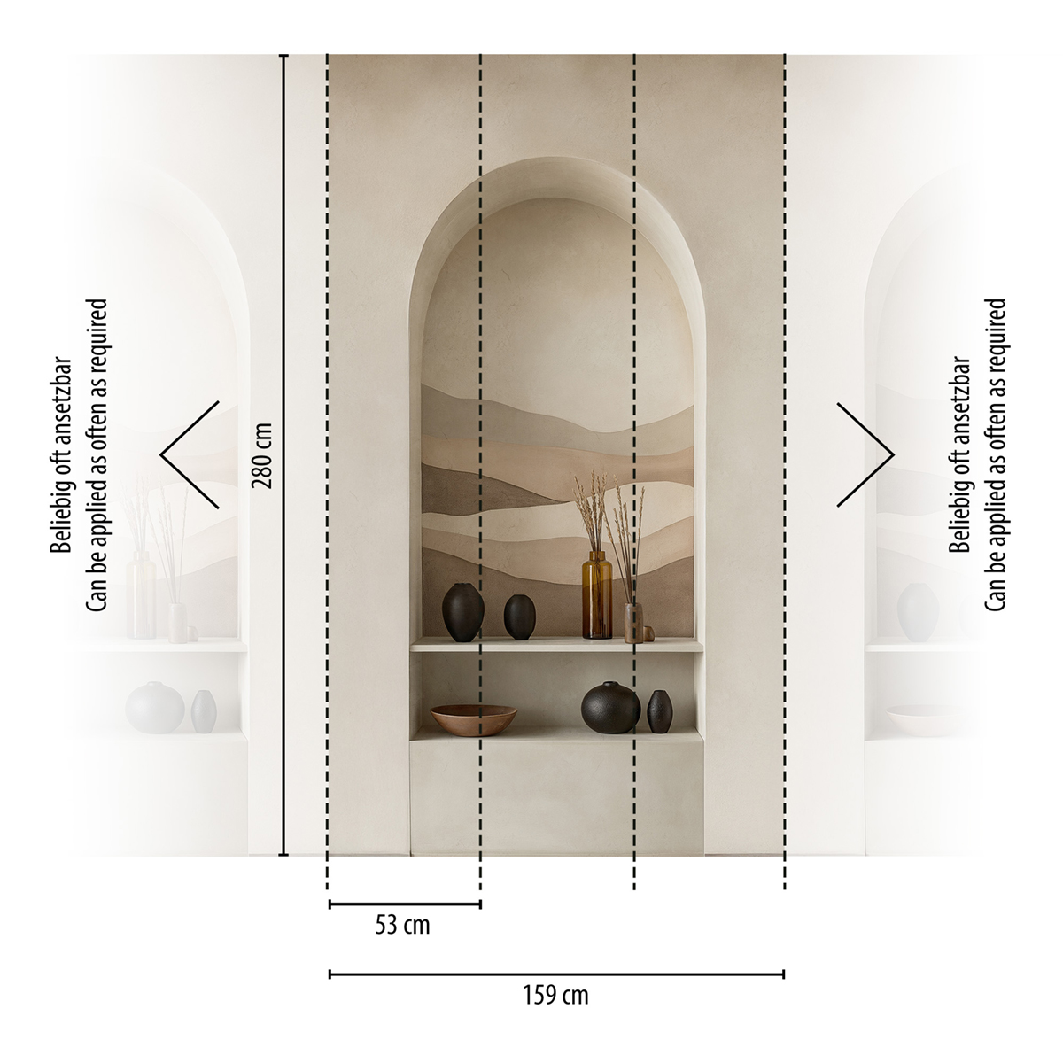 Papier peint panoramique Etagère Trompe l'Œil Clay Mirage beige - Cosmoliving d'A.S. Création REGLE | Réf. AS-791446