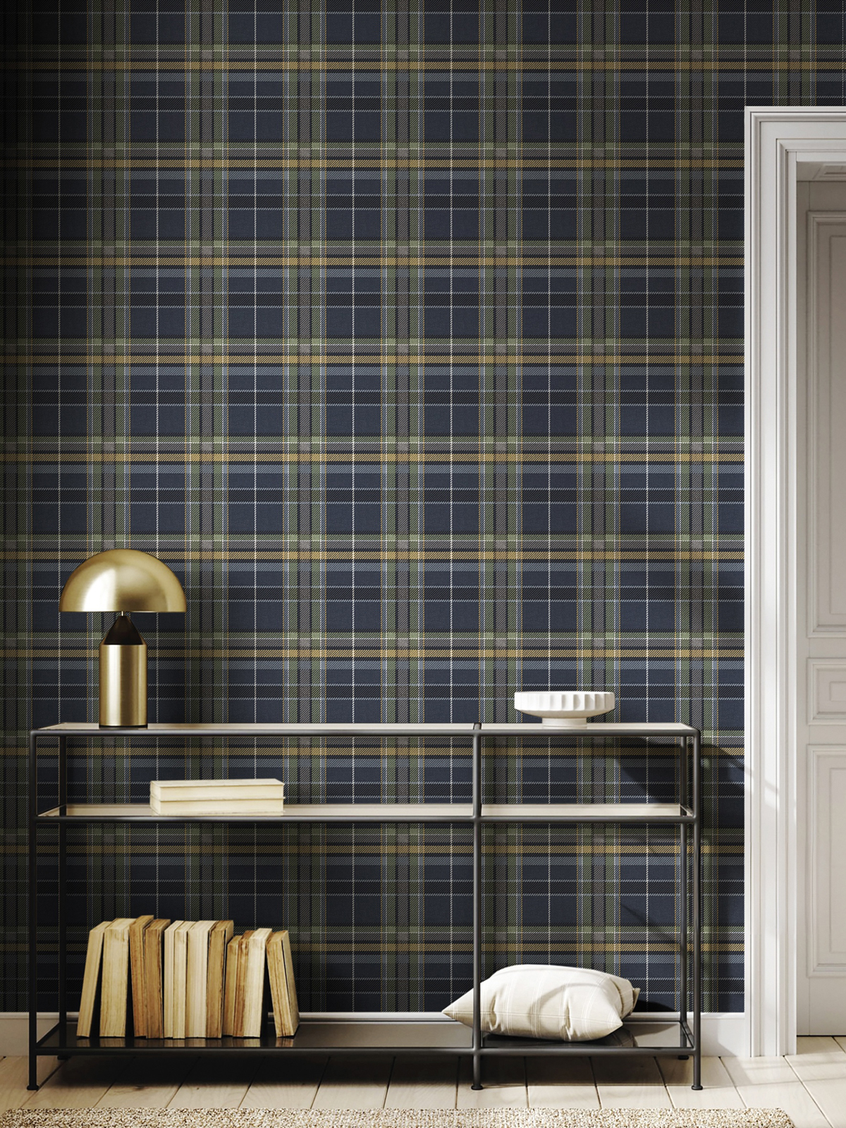 Papier peint Tartan Classique bleu marine - Maison Paradis de Lutèce | Réf. LTC-MP15579