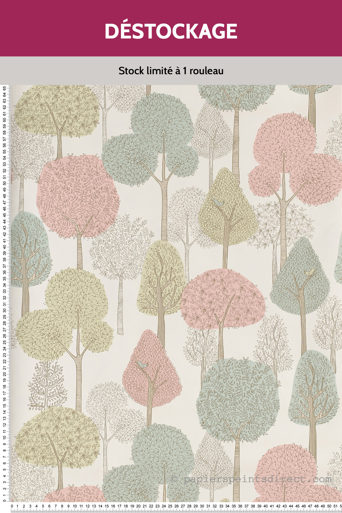 Papier Peint Destockage - Arbres colorés rose