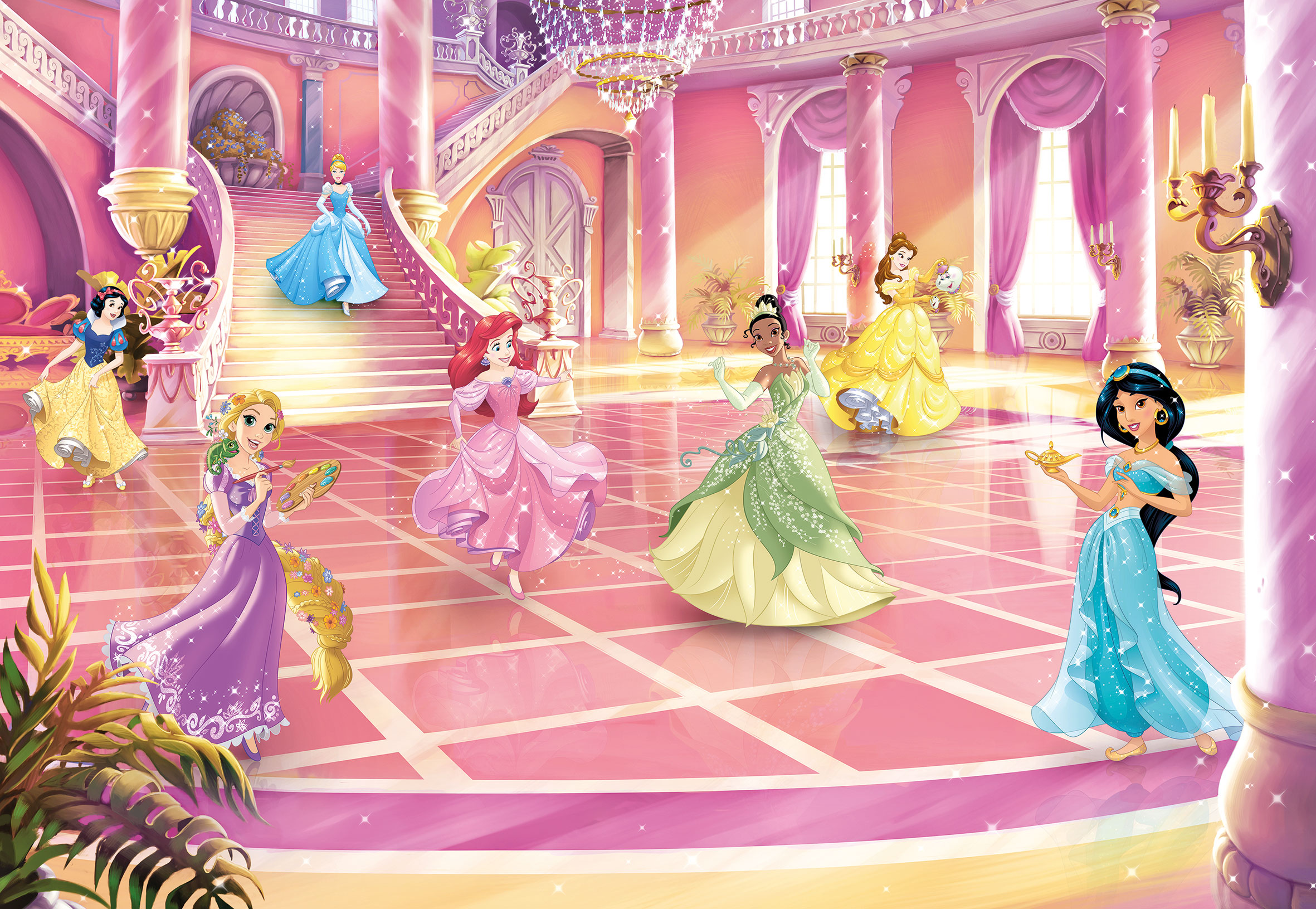 Papier peint enfant Disney Princess Glitzerparty - Papier peint Panoramique Komar