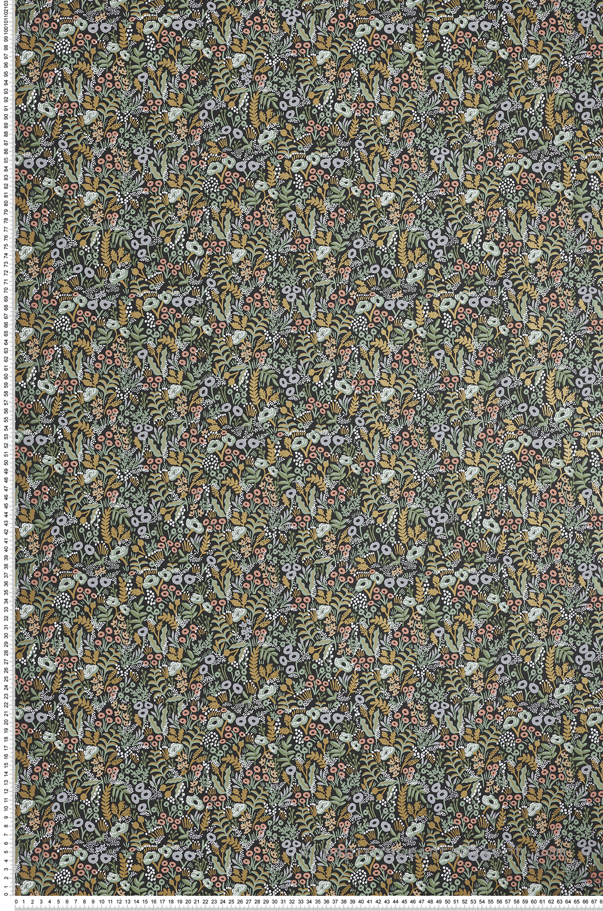 Papier peint Parterre de Fleurs Tapestry vert - Rifle Paper Co. d'Initiales | Réf. INI-RI5124