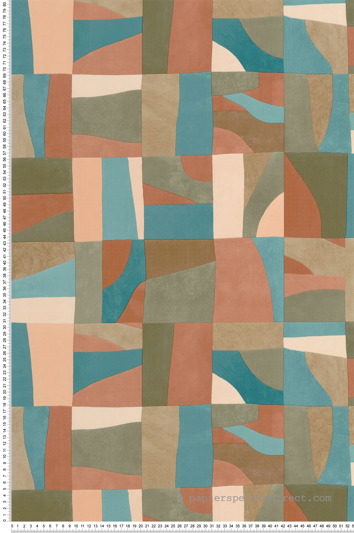 Papier peint Géométrique Aix terracotta vert - Azur de Casélio | Réf. AZU105463689