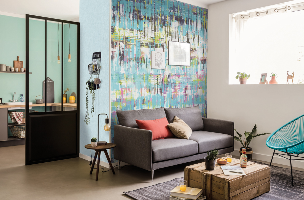 Papier peint Panoramique Pixel art bleu - Beauty Full Image de Casadéco | Réf. BFIM85036206