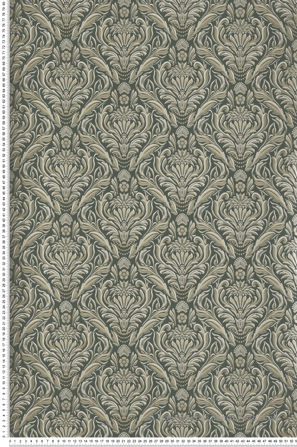 Papier peint Baroque Royal Médaillon vert foncé - Demeures de Montecolino | Réf. MC-650106