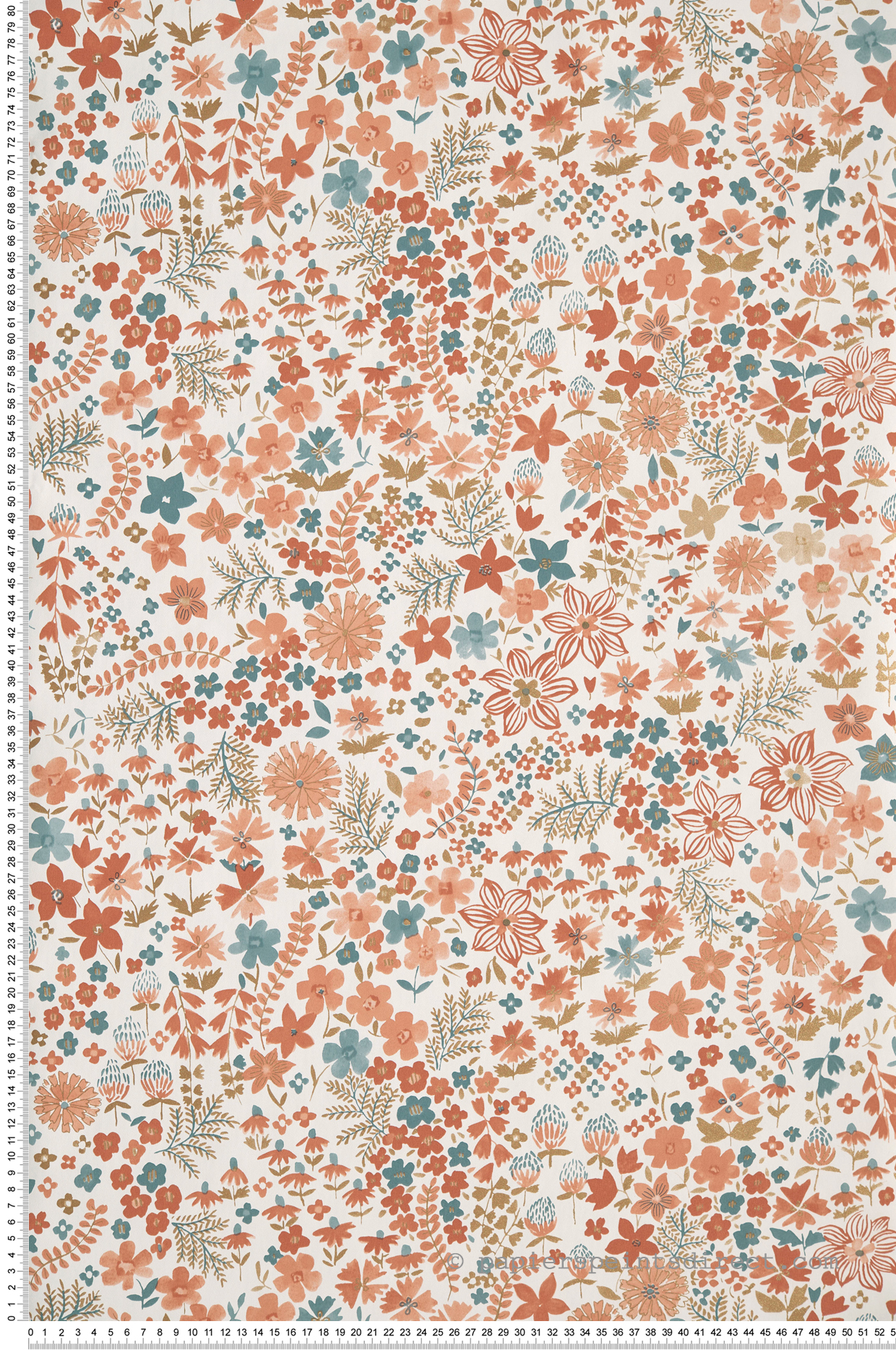 Papier peint Liberty Fleurs June orange - Flower Power de Casélio | Réf. FLP101863073