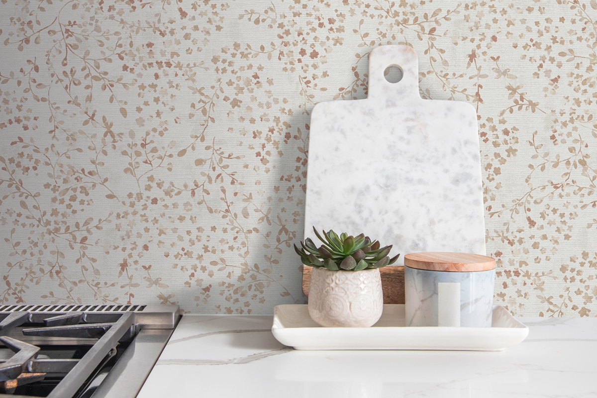Papier peint Fleur Minimaliste Semis beige cuivré - Aquarell Dreams d'A.S. Création | Réf. AS-397473