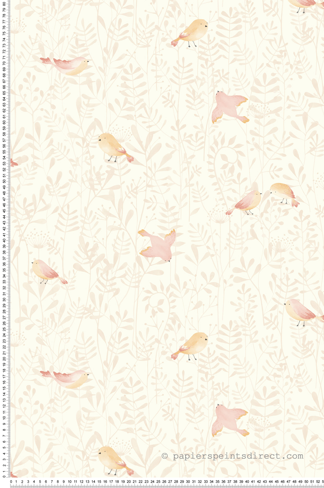 Papier peint Oiseau Feuillage rose nude - Once Upon A Time de Casadéco | Réf. OUAT88314120