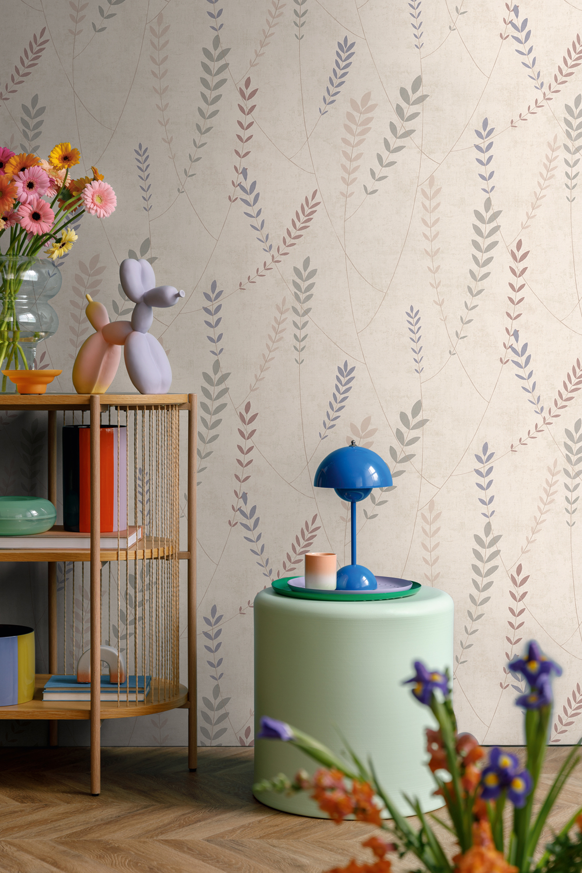 Papier peint Scandinave Plumeria beige bleu - Nordic Feeling d'A.S. Création