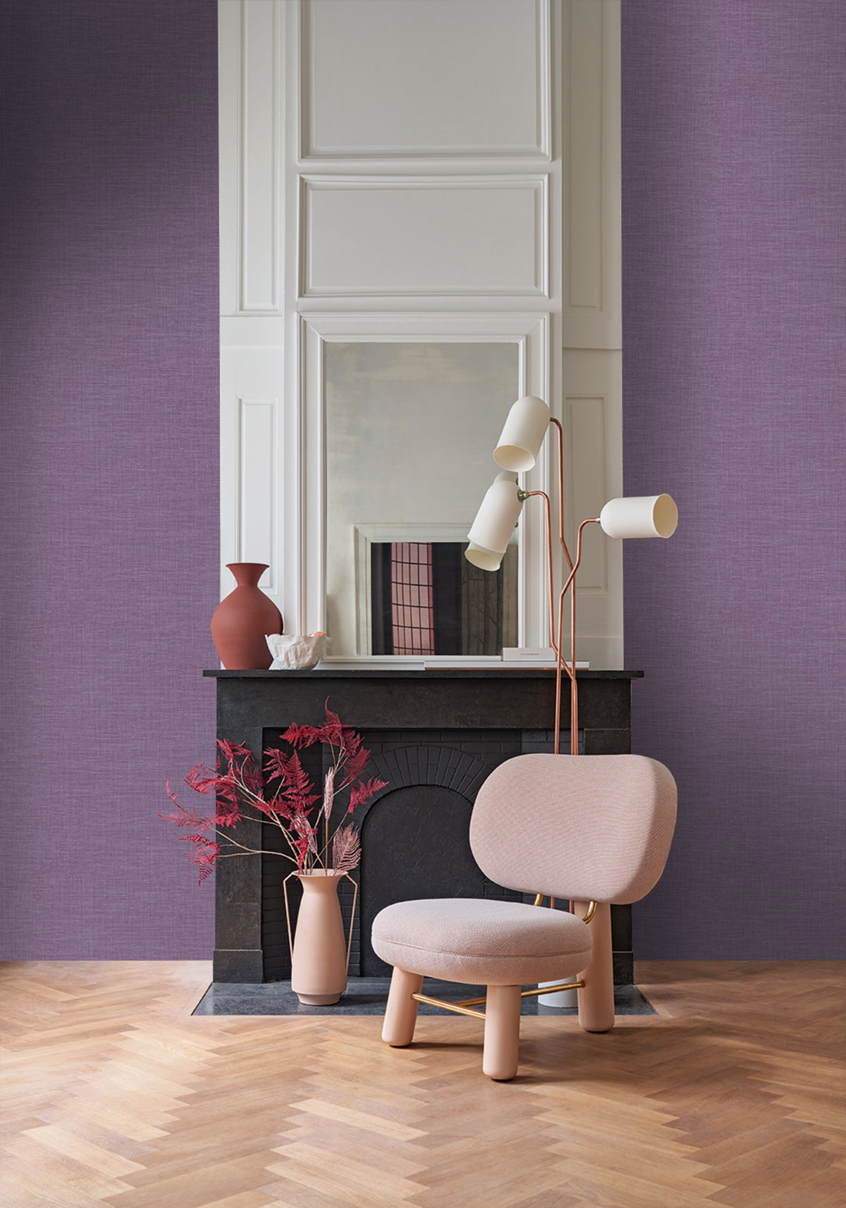 Papier peint Lin Shinok mauve - Le Lin 3 de Casamance | Réf. CAS-F73810302