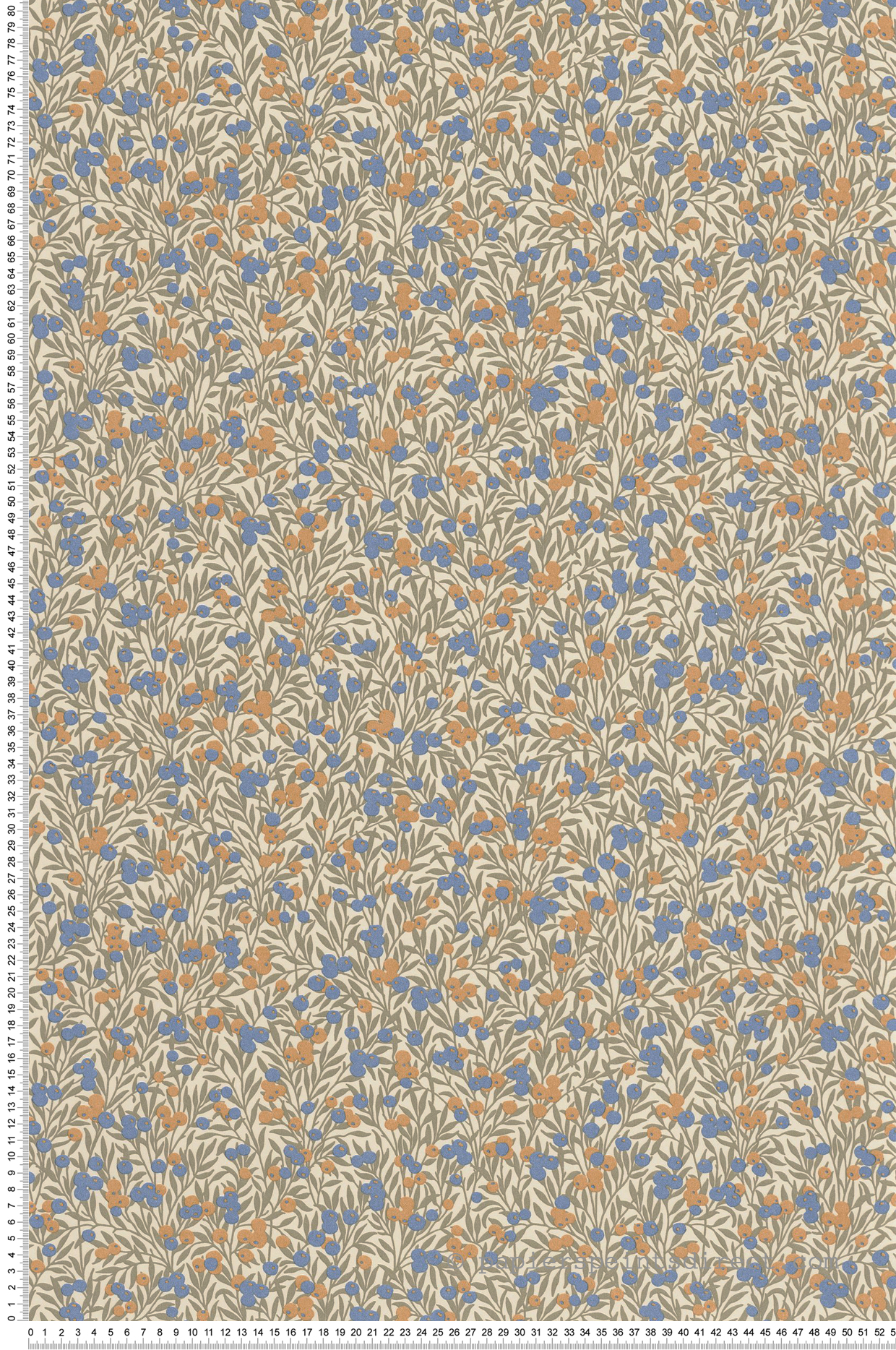 Papier peint Feuillage Cherry bleu moutarde - Flower Market de Casadéco | Réf. FLOM89221221