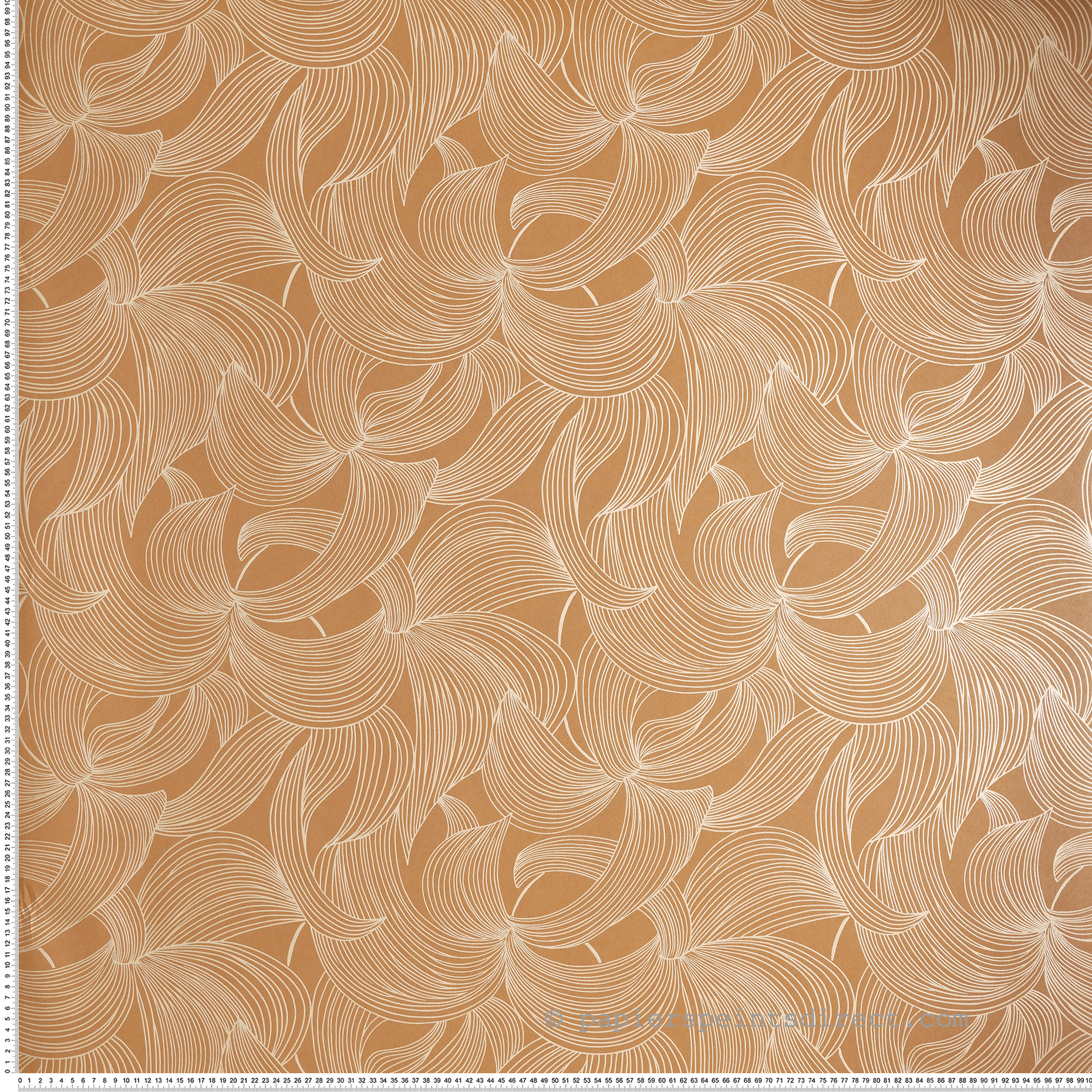 Papier peint Graphique Fleuri Leontine ambre doré - Isadora de Casamance | Réf. CAS-70681834