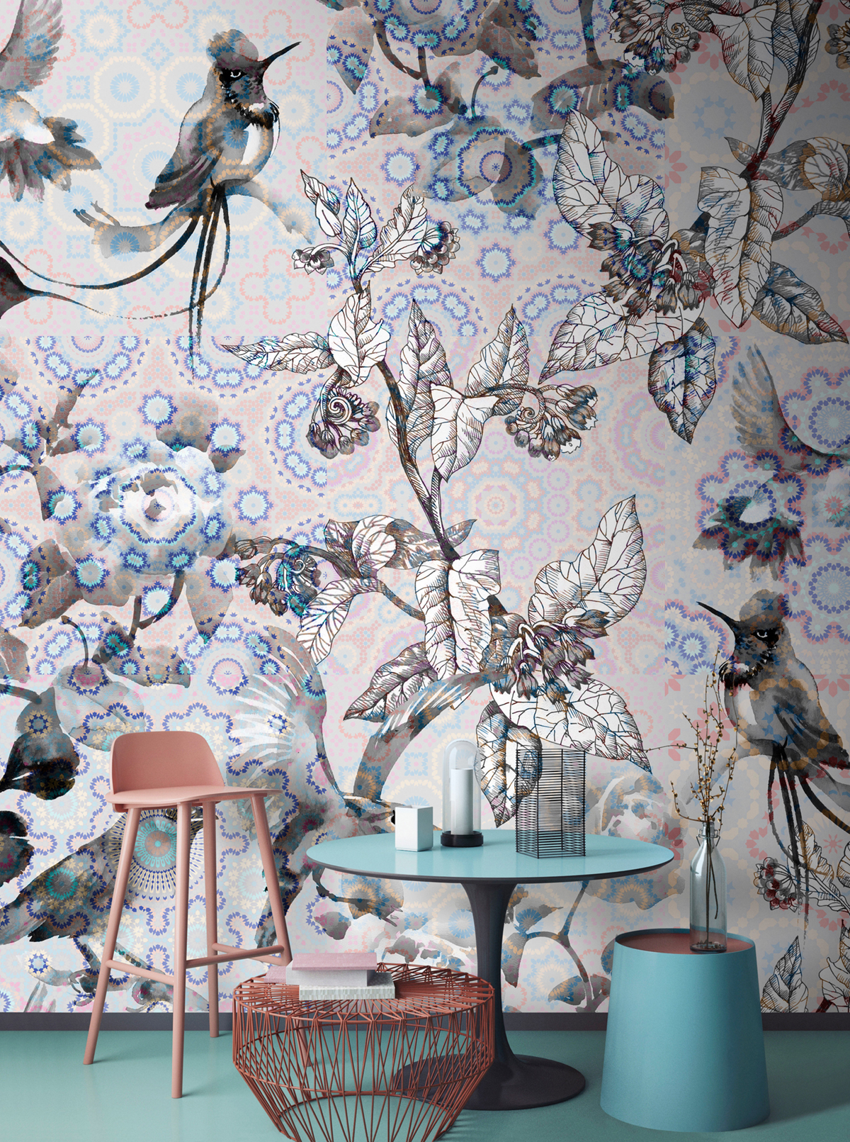 Papier peint panoramique Oiseau Exotic Mosaic 3 - Référence DD110296 - Intissé 200g/m2 - Standard 400 x 270