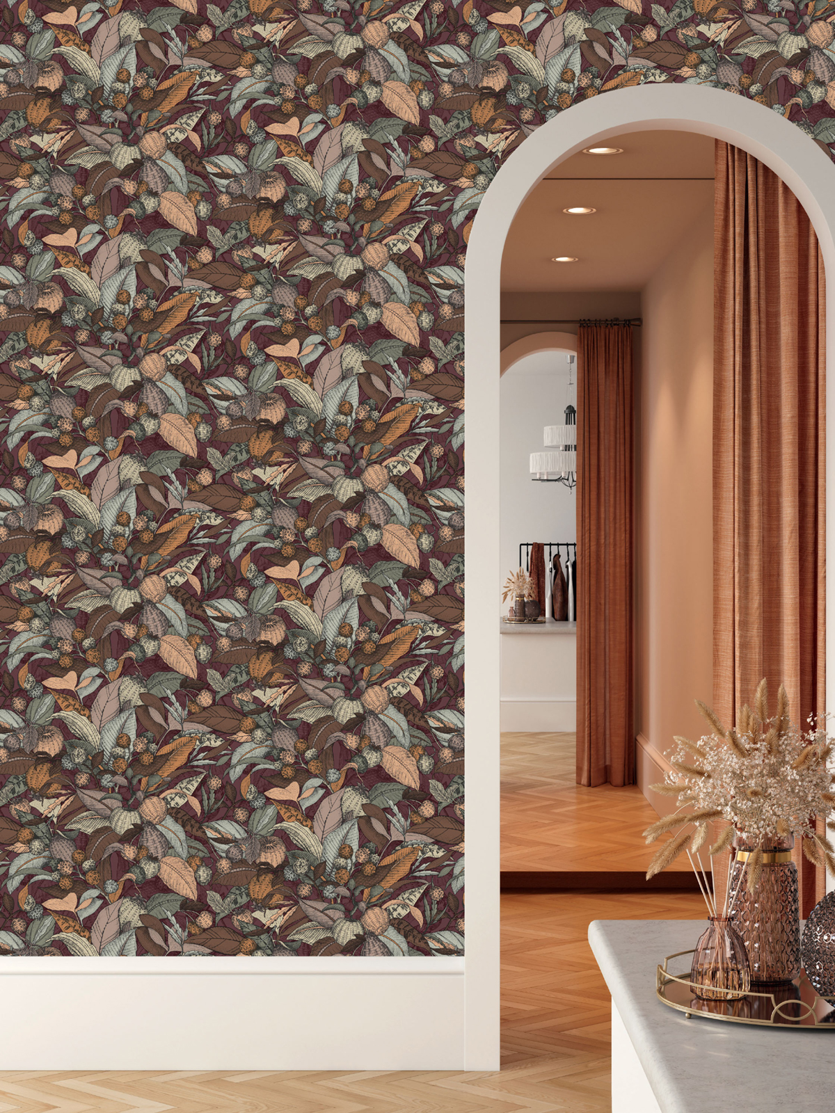 Papier peint Feuillage Fruit Joséphine prune - Villa Rosalie de Lutèce | Réf. LTC-51223710