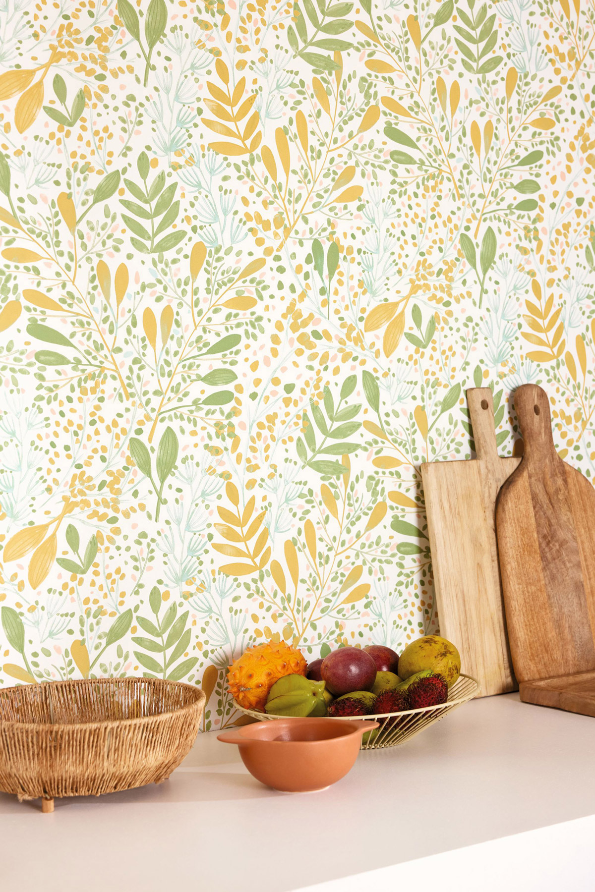 Papier peint Feuilles Joy vert curry - Green Life 2 de Casélio | Réf. GNL2101690369