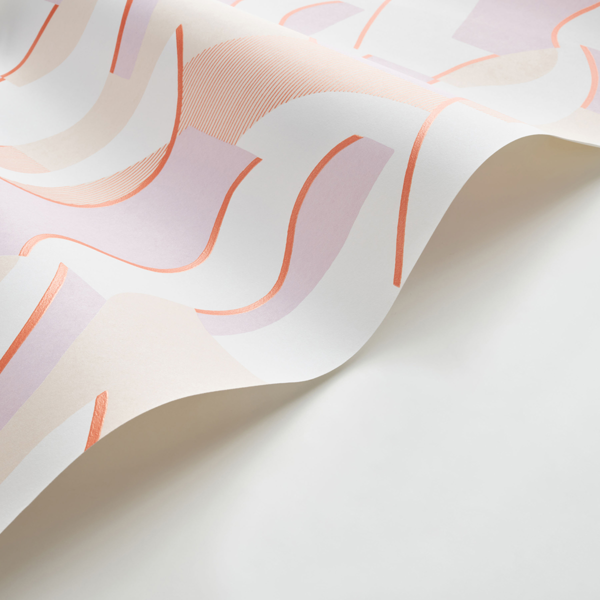 Papier peint Vagues Concept parme corail métallisé - Milano Sixties de Casadéco AMB5| Réf. MISI89335151