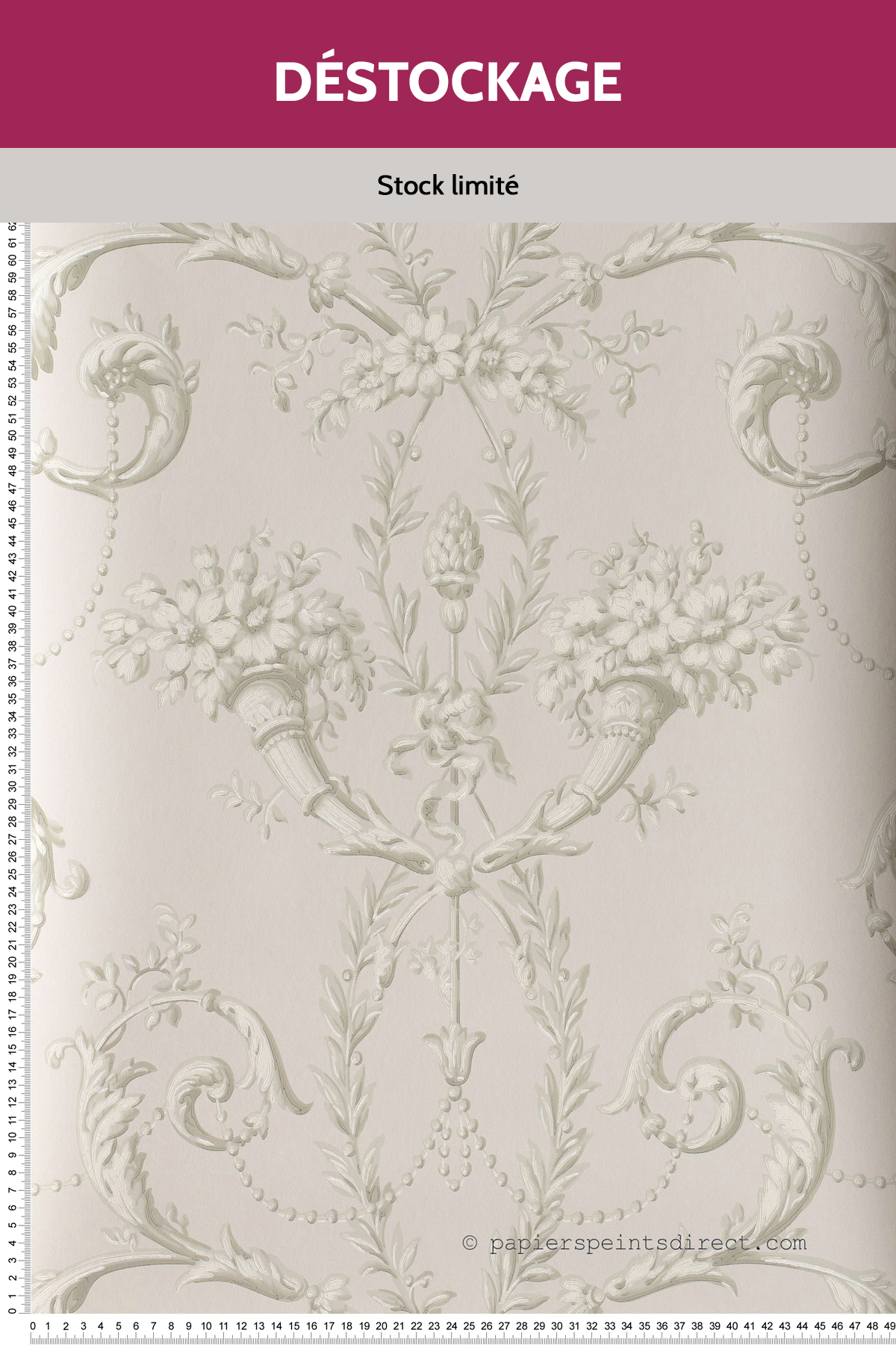 Papier peint Destockage - Versailles Argent - Revolution Papers de Little Greene