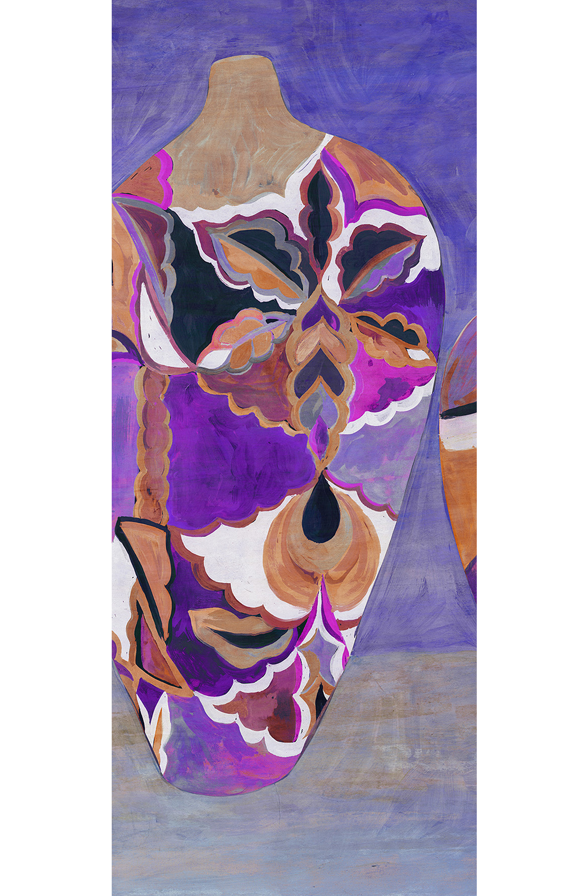 Papier peint panoramique Vase Hiva violet - C H260 - Terra de Masureel | Réf. MAS-DG4HIV1043-260